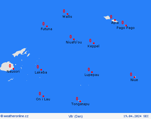 vítr Americká Samoa Oceánie Předpovědní mapy