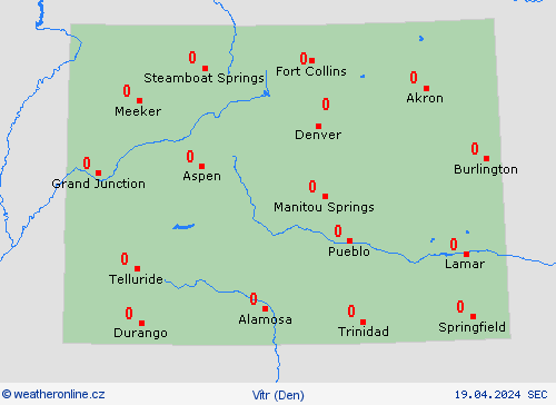 vítr Colorado Severní Amerika Předpovědní mapy