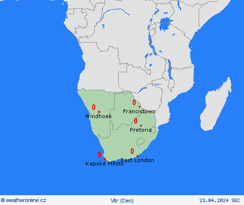 vítr  Afrika Předpovědní mapy