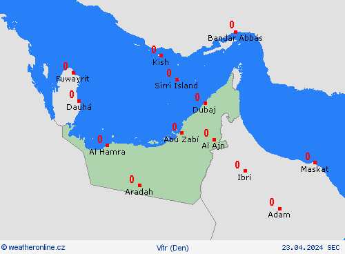 vítr Spojené arabské emiráty Asie Předpovědní mapy