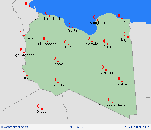 vítr Libye Afrika Předpovědní mapy