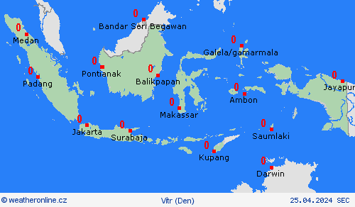 vítr Indonésie Asie Předpovědní mapy