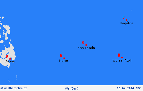 vítr Palau Oceánie Předpovědní mapy