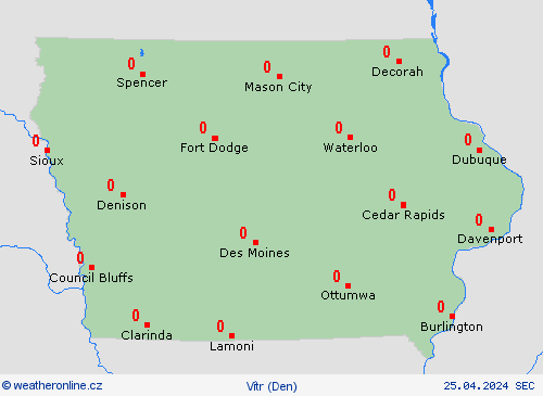 vítr Iowa Severní Amerika Předpovědní mapy