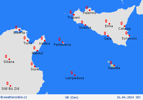 vítr Malta Evropa Předpovědní mapy