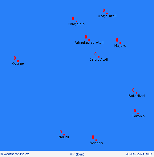 vítr Marshallovy ostrovy Oceánie Předpovědní mapy