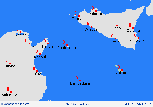 vítr Malta Evropa Předpovědní mapy