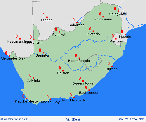 vítr Jihoafrická republika Afrika Předpovědní mapy