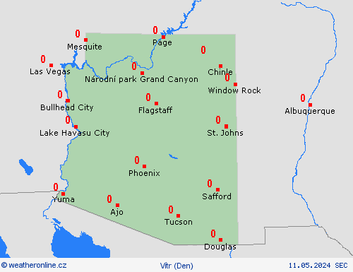 vítr Arizona Severní Amerika Předpovědní mapy