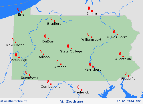 vítr Pensylvánie Severní Amerika Předpovědní mapy