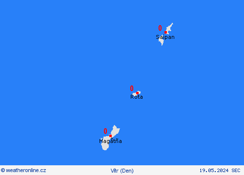 vítr Mariany Oceánie Předpovědní mapy