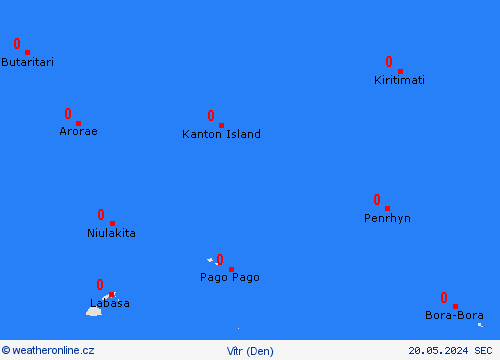 vítr Kiribati Oceánie Předpovědní mapy