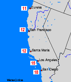 Kalifornie Mapy teploty moře