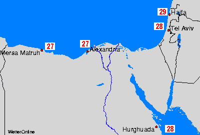 Egypt, Izrael Mapy teploty moře