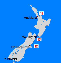 Nový Zéland Mapy teploty moře
