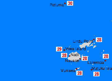 Fiji Mapy teploty moře