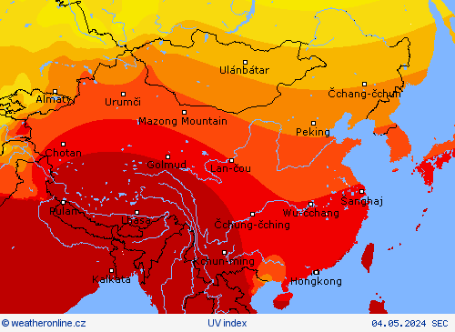 UV index Předpovědní mapy