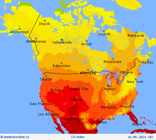 UV index Předpovědní mapy