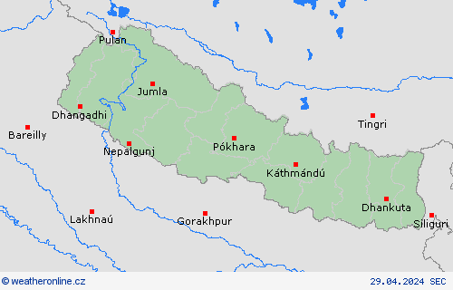  Nepál Asie Předpovědní mapy