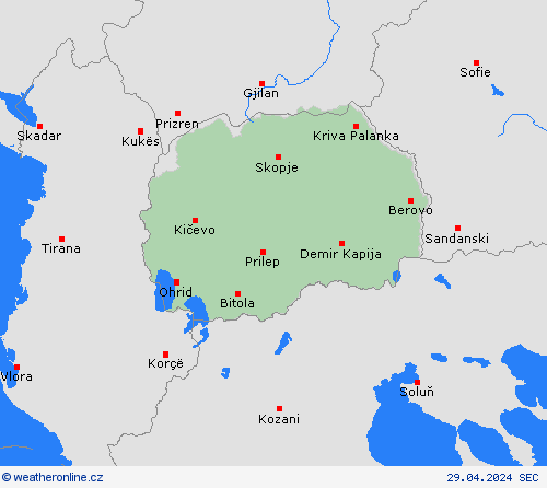  Severní Makedonie Evropa Předpovědní mapy