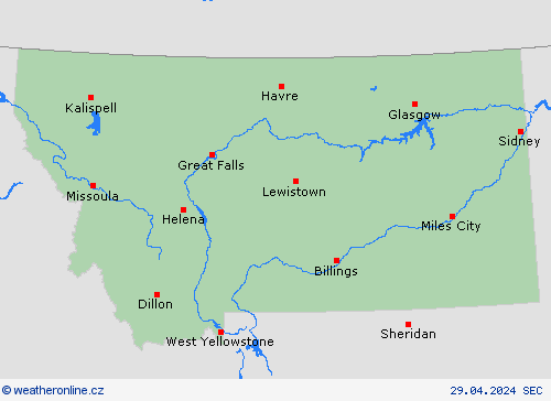  Montana Severní Amerika Předpovědní mapy