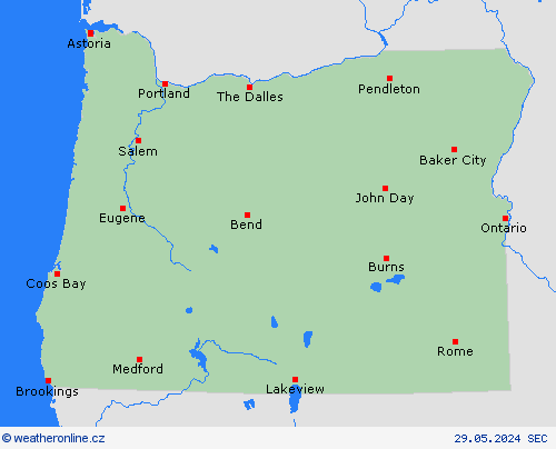 Oregon Severní Amerika Předpovědní mapy
