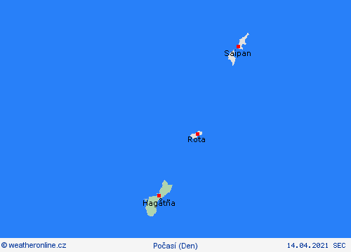 přehled Guam Oceánie Předpovědní mapy
