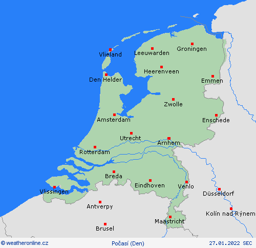 přehled Nizozemsko Evropa Předpovědní mapy