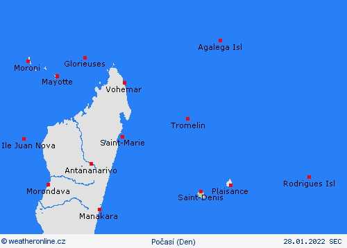 přehled Réunion Afrika Předpovědní mapy
