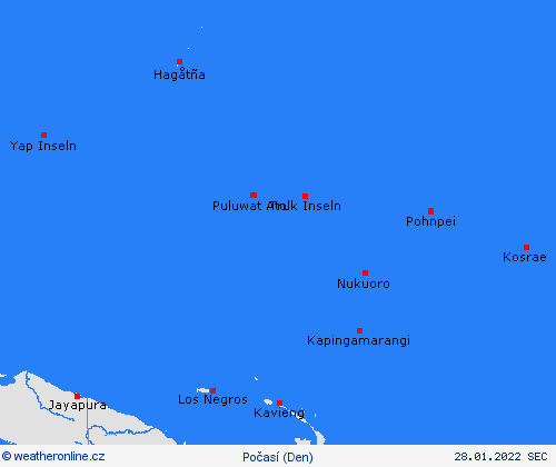 přehled Mikronésie Oceánie Předpovědní mapy