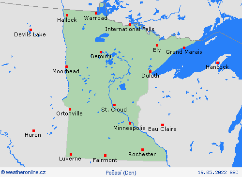 přehled Minnesota Severní Amerika Předpovědní mapy