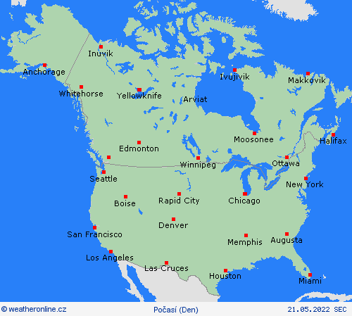 přehled  Severní Amerika Předpovědní mapy