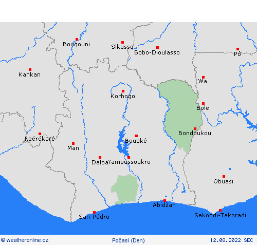 přehled Pobřeží slonoviny Afrika Předpovědní mapy