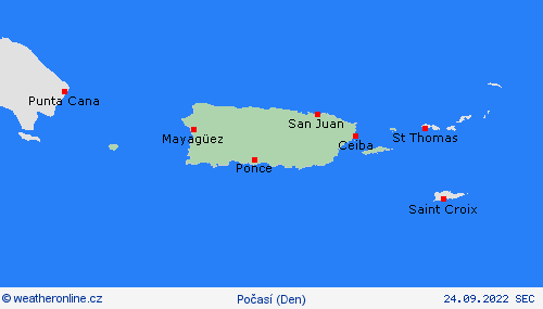 přehled Portoriko Střední Amerika Předpovědní mapy