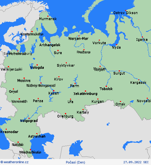 přehled Rusko Evropa Předpovědní mapy