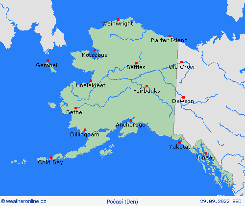 přehled Aljaška Severní Amerika Předpovědní mapy