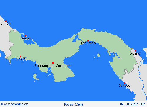 přehled Panama Střední Amerika Předpovědní mapy
