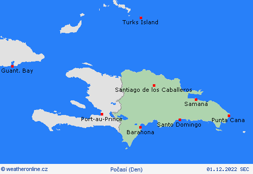 přehled Dominikánská republika Střední Amerika Předpovědní mapy