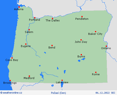 přehled Oregon Severní Amerika Předpovědní mapy