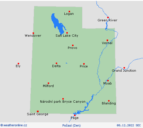 přehled Utah Severní Amerika Předpovědní mapy