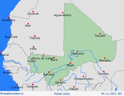 přehled Mali Afrika Předpovědní mapy