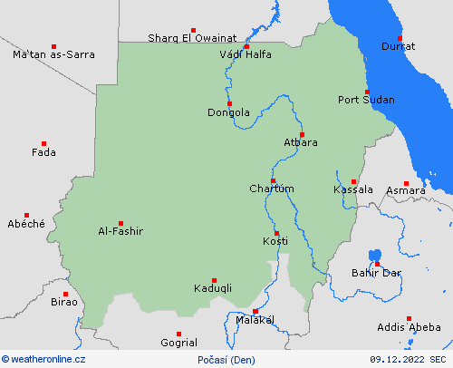 přehled Súdán Afrika Předpovědní mapy