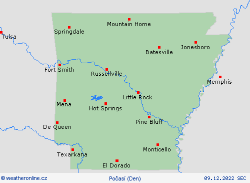 přehled Arkansas Severní Amerika Předpovědní mapy