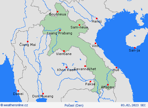 přehled Laos Asie Předpovědní mapy