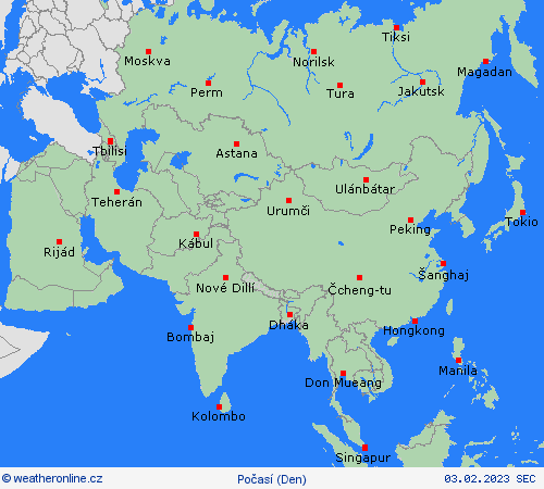 přehled  Asie Předpovědní mapy
