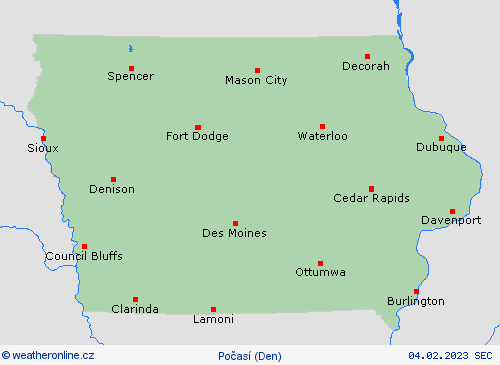 přehled Iowa Severní Amerika Předpovědní mapy