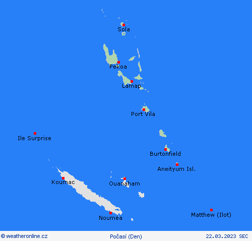 přehled Vanuatu Oceánie Předpovědní mapy