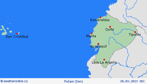 přehled Ekvádor Jižní Amerika Předpovědní mapy