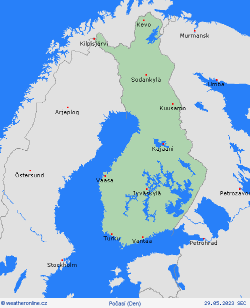 přehled Finsko Evropa Předpovědní mapy