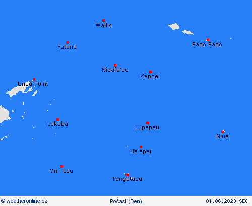 přehled Tonga Oceánie Předpovědní mapy